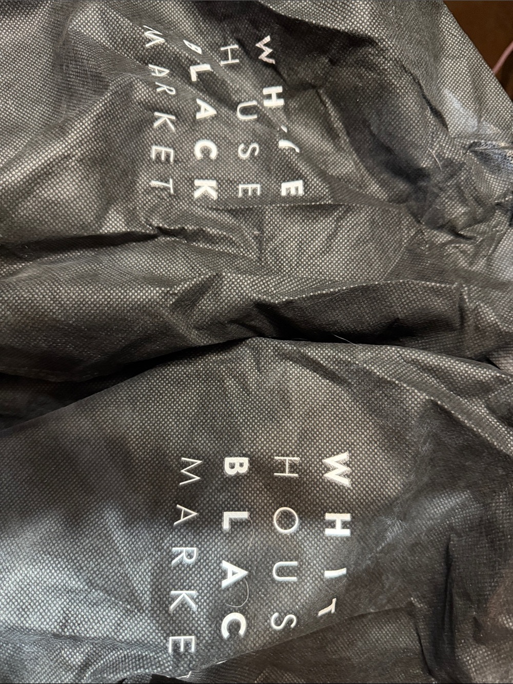 White House Black Market Black Dust Bags with White Logo